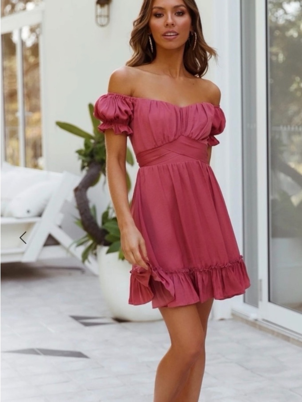 NWOT Hello Molly Dusty Rose Off-Shoulder Mini Dress